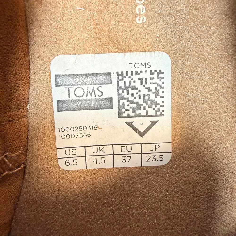 TOMS Suede Peep Toe Espadrille Flats Womens 6.5 Brown Slip On Casual Shoes